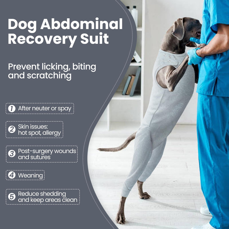 Nanaki Dog Wound Care Shirt,Dog Leg Sleeve To Stop Licking Rear Leg And Abdomen,Dog Surgery Suit Female Spay,Dog Onesie For Surgery Female Male,Dog Surgical Recovery Suit Female Dog Wound Heal Clothes 2XL(Back:23.2", Weight:40-85Ib) Gray - PawsPlanet Australia