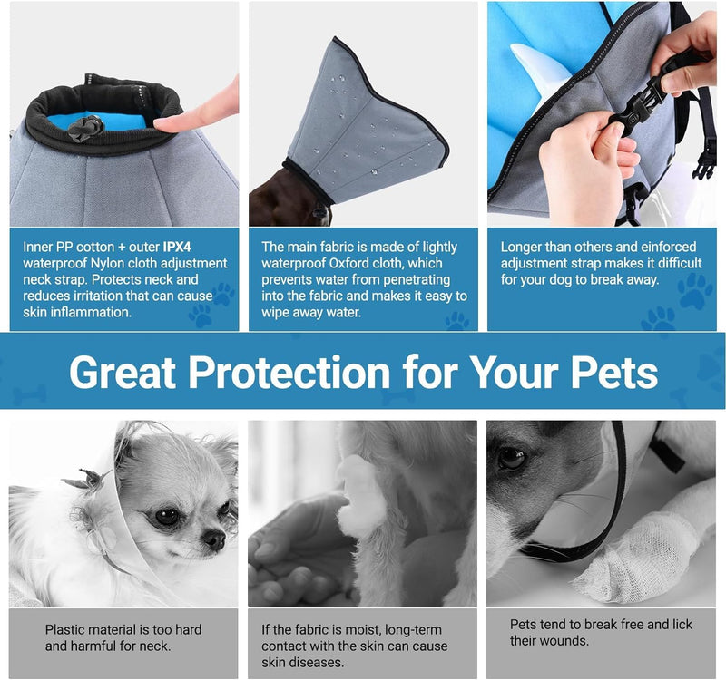 Dog Cone Collar for Dogs After Surgery Extra Long, Adjustable Comfy Dog Elizabethan Pet Collar Cone for Large Dogs Anti-Lick Protective Wound (L (Neck Girth: 16.1-19.7in)) L (Neck Girth: 41-50cm) - PawsPlanet Australia
