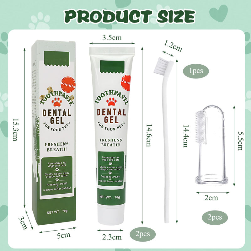 Cat toothpaste, dog toothpaste, pet dental care set with vanilla flavor, for cleaning cats and dogs' teeth