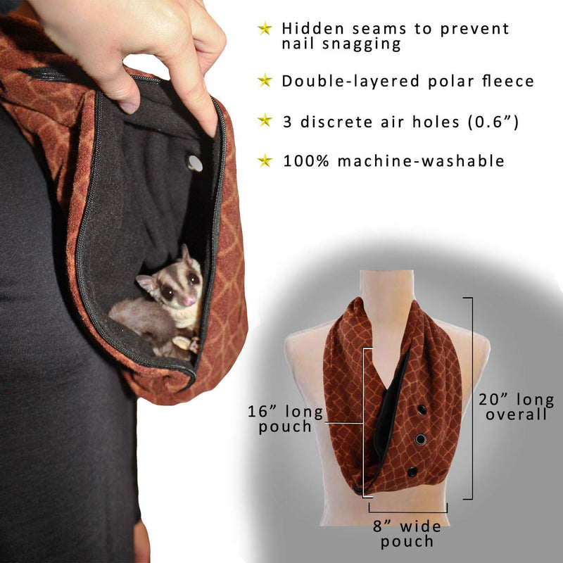 Pet Bonding Scarf - Carry Bonding Pouch - for Chinchillas, Hedgehogs, Rats, Sugar Gliders, Guinea Pigs, Rabbits, Hamsters, Gerbils, Squirrels, Ferrets, Kittens, Parrots, Birds, Reptiles (Black) Black