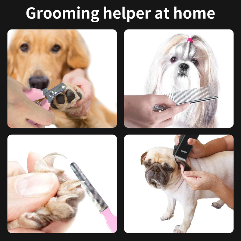 Cat Grooming Clippers Pet Hair Clipper USB Rechargeable Electric Dog Clippers Portable Waterproof Low Noise Cat Shaver Cordless Paw Trimmer for Dog Cat Home(Black) Black Set