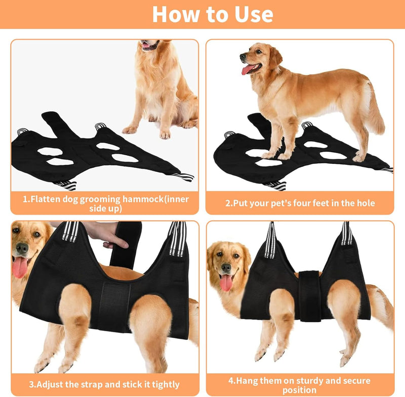 Pet Dog Grooming Hammock Harness, Dog Nail Trimming Sling Harness Hammock, Restraint Bag Claw Care Holder with Nail Clippers/Nail Trimmers/Scissors for Puppy & Cats, Large Gray - PawsPlanet Australia