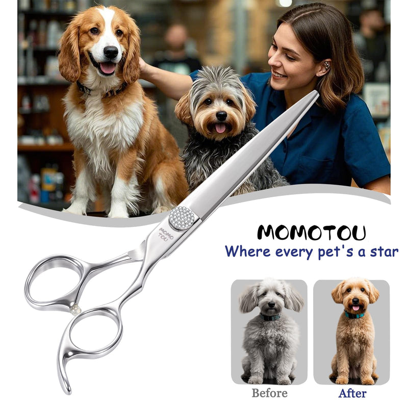 7.5'' Straight Dog Grooming Scissors with Simulation Diamond 440C Stainless Steel Easy Use Polished Pet Dog Shears for Groomers and Home Users Straight Scissors 7.5'' - PawsPlanet Australia