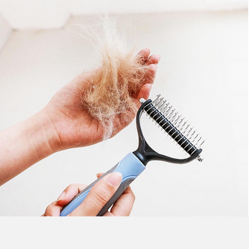 2-in-1 Pet Grooming Tool, Demating Comb for Small, Medium to Large Dogs and Cats, 11 + 6 Double-Sided Deshedding Tool, Removes Knots and Tangled Hair (Blue) Blue-a - PawsPlanet Australia