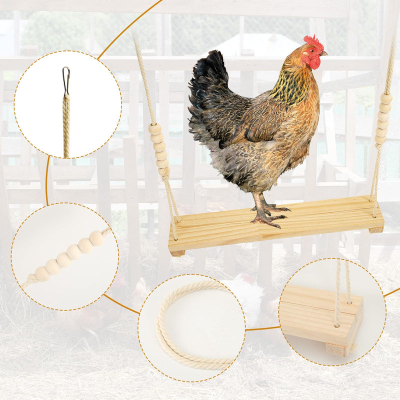 Chicken Swing Toy, Wooden Hen Swing Hanging Chicken Perch Ladder Swing Wood Stand Decorative Chicken Coop Accessories Toys Supplies for Rooster Chicken Owners & Lovers - PawsPlanet Australia