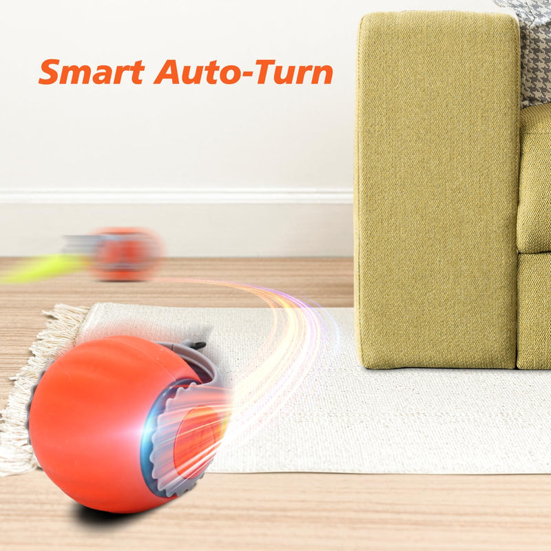 2025 Interactive Cat Toy for Indoor Cats, Automatic Moving Cat Balls for Bored Indoor Adult Cats, 360°Automatic Rolling Ball Toy, Two Speed Adjustment（Orange） Orange - PawsPlanet Australia