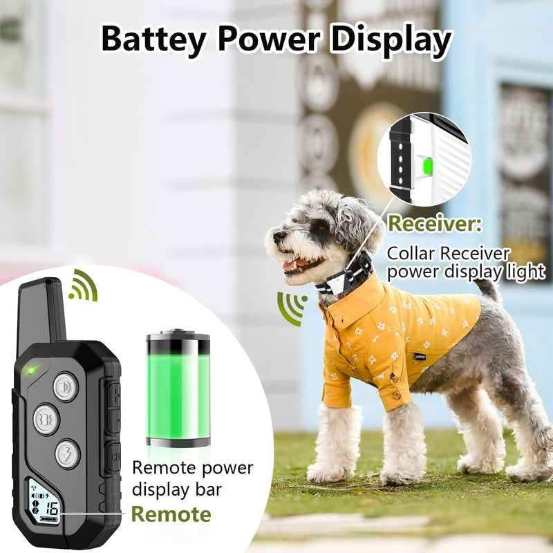 Shock Collar for Dogs, Dog Training Collar with Remote Control for 2 Dogs, 3 Training Modes with Beep, Vibration and Satic, Waterproof, Rechargeable for Large Medium Small Black White - PawsPlanet Australia