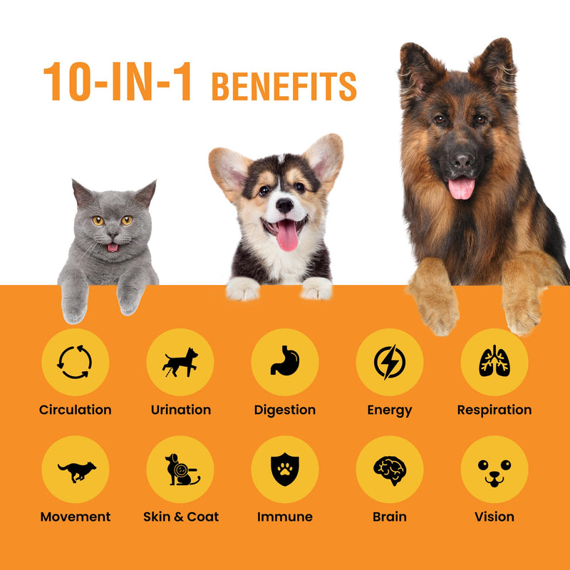 10-in-1 Liquid Multivitamin for Dogs and Cats, 4 Ounce Multi Vitamin Supplement, Vitamin for Dogs, Vitamins for Cats, with Glucosamine & Cranberry, 4 oz 4 Ounce (Pack of 1)