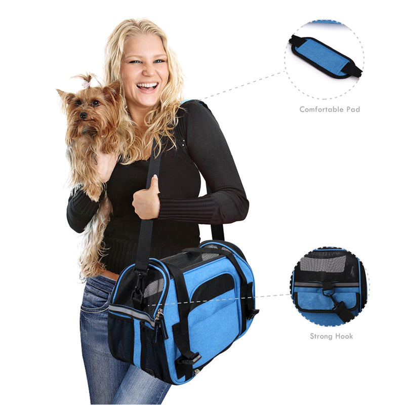 Dog Purse Carrier for Small Dogs, Soft-Sided Tote Bags with Pocket Dog Travel Supplies Portable Dog Sling with Anti-Slip Bottom (Turquoise-17in)