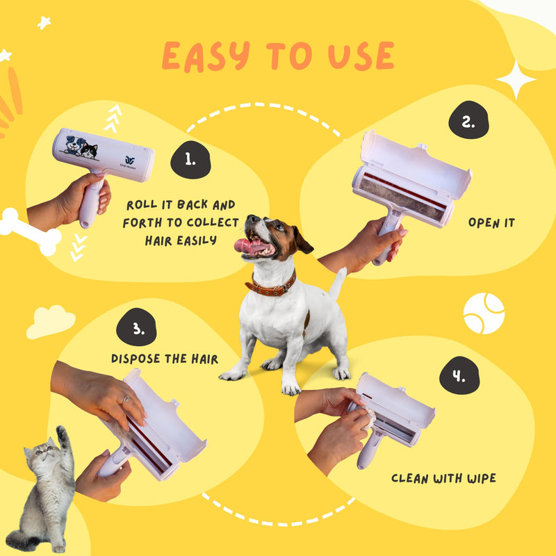 Pet Hair Remover - Portable, Reusable Roller - Cat & Dog Hair Remover for Sofa, Bedding, Carpets, Car Seat and Other Furniture - PawsPlanet Australia