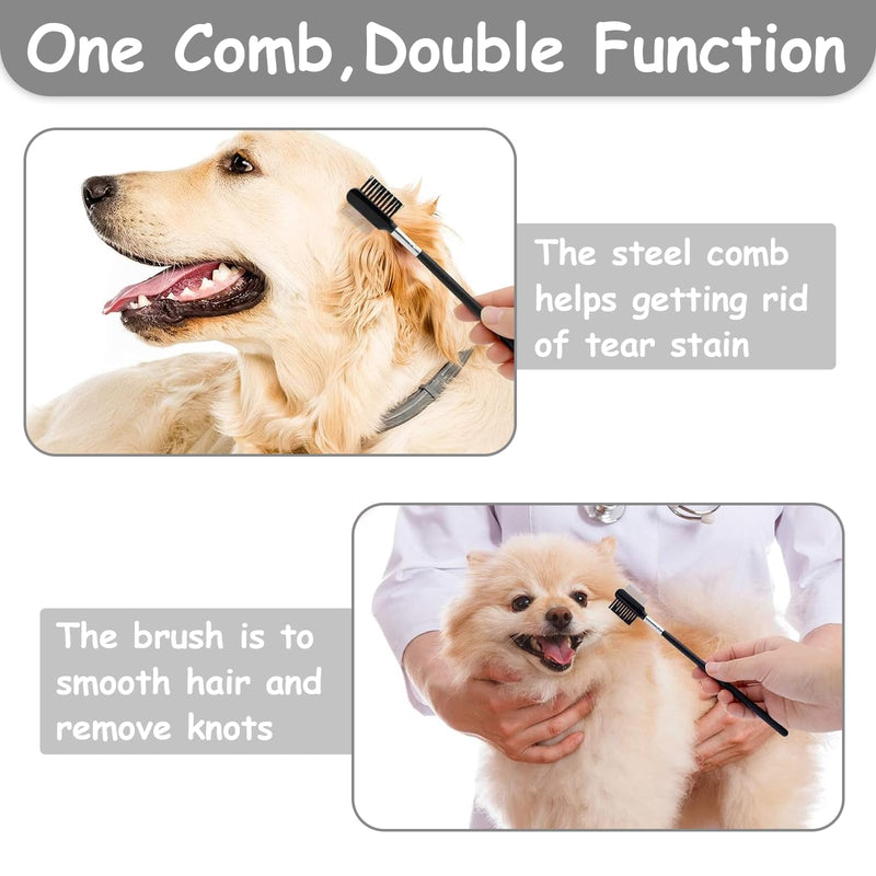 7 Pack Pets Grooming Brush Comb Kit,Double-Side Deshedding Dematting Dog Brush,Undercoat Rake for Dogs & Cats,with Metal Comb,Flea Comb,Open Knot Comb,Fine-Teeth Comb,Tear Stain Remover Comb Pet Combs with Deshedding Brush - PawsPlanet Australia