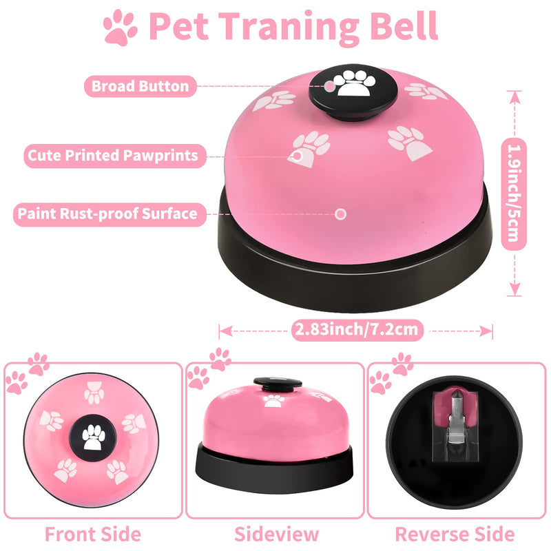 3 Pack Dog Doorbells, Pet Training Bells for Go Outside Potty Training and Communication Device Large Loud Dog Bell Cat Puppy Interactive Toys Adjustable Strap Door Bell (Pink) Pink