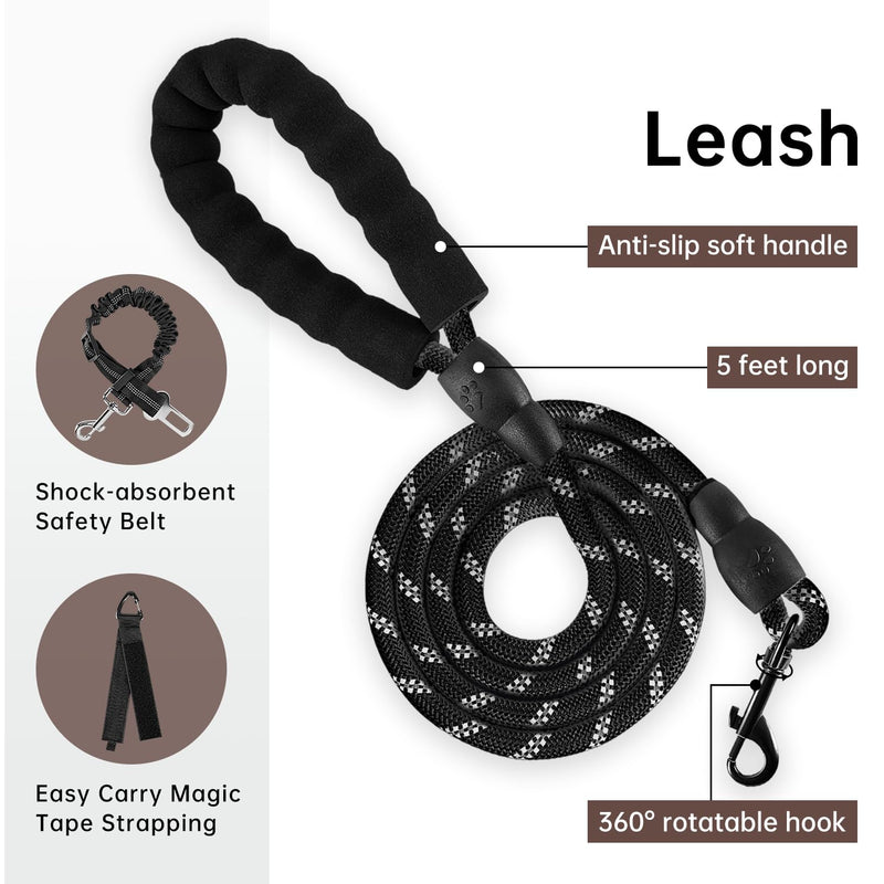 IVY&LANE No Pull Dog Harness with Leash Set, Reflective No Choke Pet Vest,Adjustable Oxford Dog Vest Harness with Easy Control Handle for Medium Dogs (Dark Brown,M) Dark Brown - PawsPlanet Australia