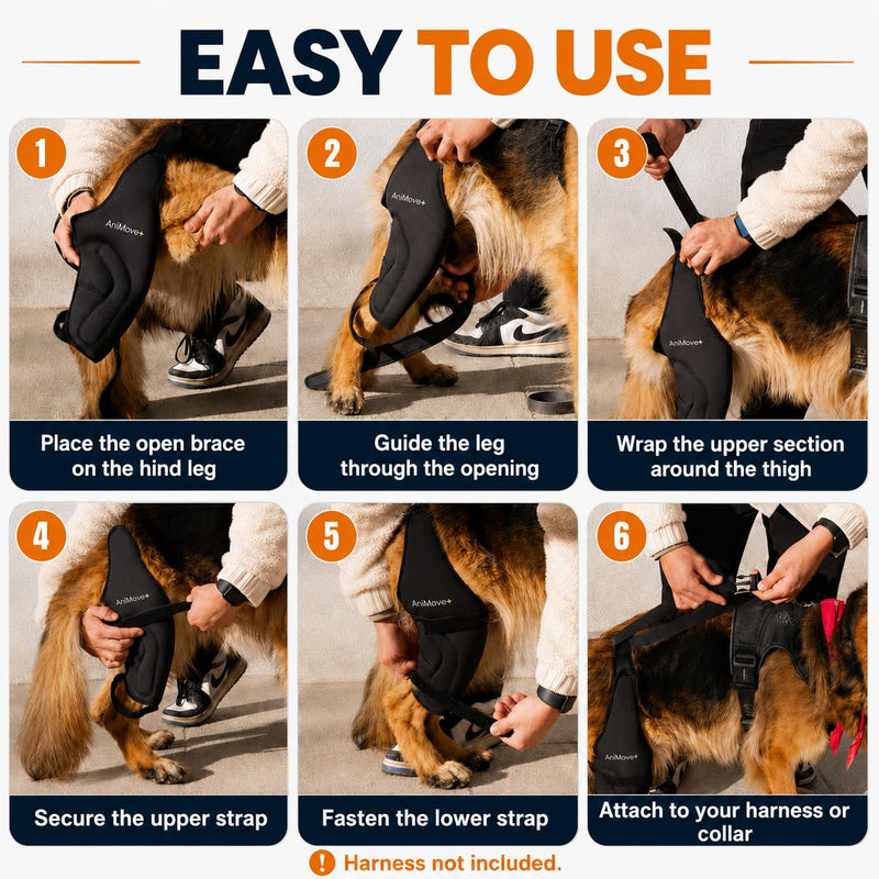 Hybrid Dog Knee Brace for Back Leg - ACL CCL and Arthritis Support with Anti-Slip Connector Strap - Hind Leg Brace for Small to Large Dogs L- LEFT LEG