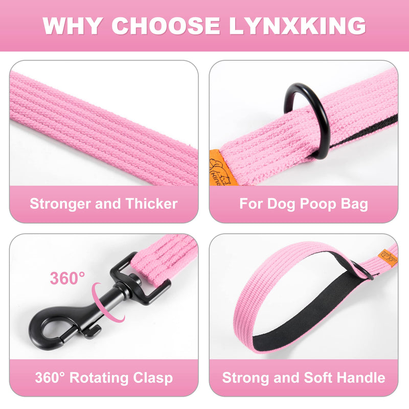 lynxking Dog Training Leash Double Handle Dog Leash Heavy Duty 6ft Webbing 2 Padded Handles Leash Long Reflective Safety Walking Lead for Small Medium Large Dogs Medium-3/4"x 6' Pink - PawsPlanet Australia