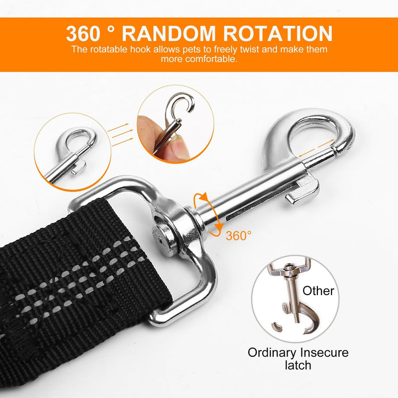 3 in 1 Pet Dog Car Seatbelt Leash, Removable Dog Car Harnesses, Adjustable Reflective Bungee Dog Seatbelt, LightBlack - PawsPlanet Australia