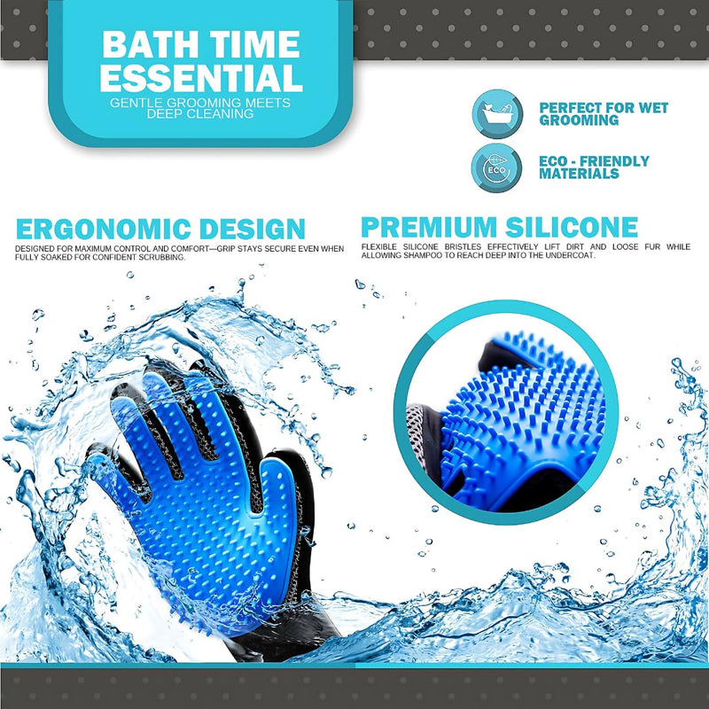 Dog Grooming Gloves for Shedding, Pet Grooming Gloves for Dogs and Cats, Deshedding Brush Glove for Pets, Hands On Glove for Grooming Dogs with Soft Silicone Tips for Effective Hair Removal - PawsPlanet Australia