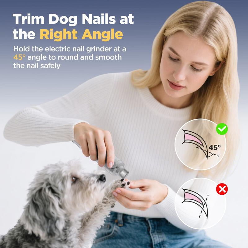 YGGDRA Dog Nail Grinder Upgraded - Professional 2-Speed Super Quiet and Low Vibration Electric Pet Nail Grinder with LED Lights - Painless Paws Grooming & Smoothing for Small to Large Dogs - PawsPlanet Australia