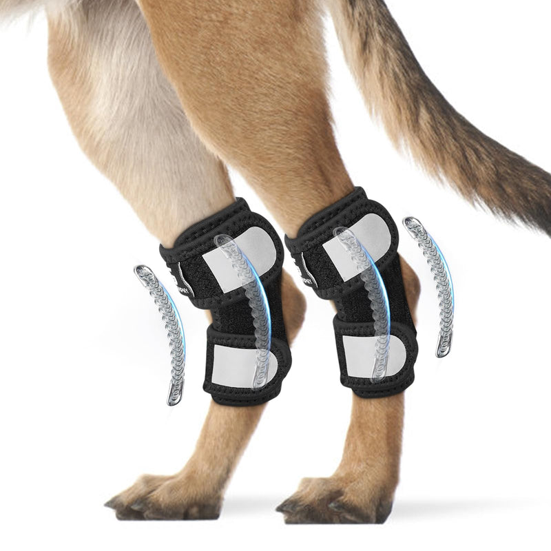 1 Pair Short Dog Rear Leg Hock Ankle Brace for Torn ACL & CCL, Dog Leg Braces for Back Leg with Metal Spring Inserts, Dog Wrap Brace for Bottom Joint with Reflective Straps M