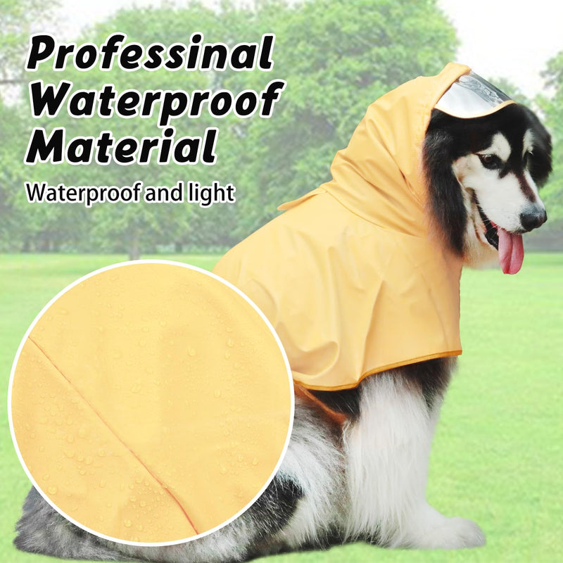 Dog Raincoat Hooded Slicker Poncho - Reflective Lightweight Pet Rain Jacket Coat,Dog Waterproof Raincoat with Adjustable Belly Strap for Small,Medium, Large Dogs Light Yellow