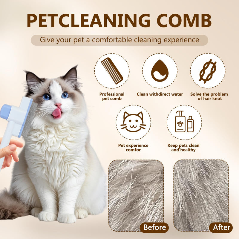 Cat Comb, Cat Grooming Brush, Self-Cleaning Flea Comb, Multi-Functional Pet Comb,Suitable for Pet Massage, Cleaning And Hair Removal - PawsPlanet Australia