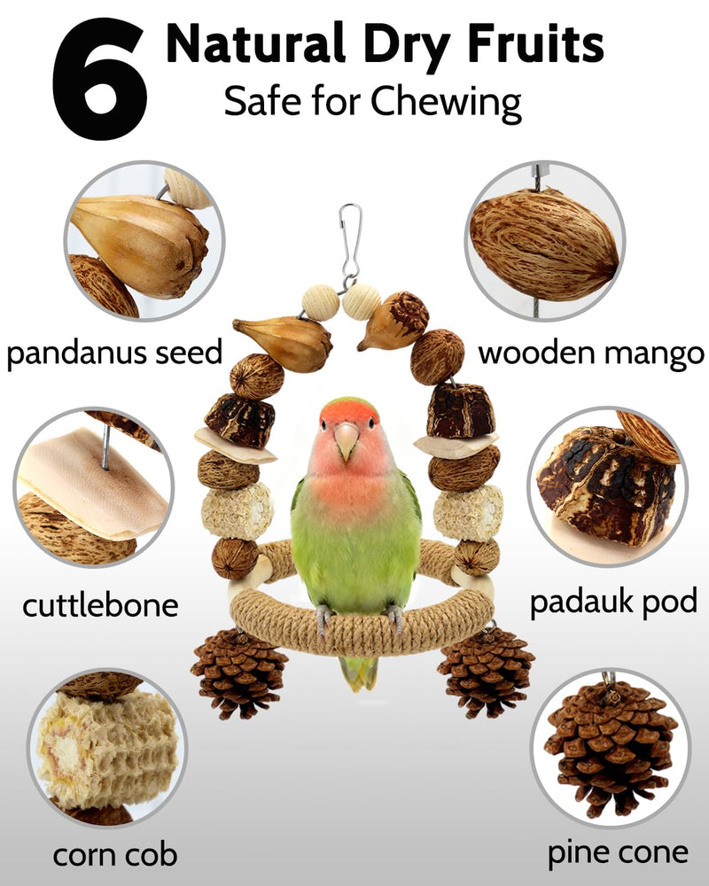 2Pcs Natural Bird Chew Toys, Wood Parakeet Swing Toys with Sisal Wrap for Claw Grinding, Hanging Safe Chew Toys for Parrot Beak Care, Multi-Play Design Cockatiel Toys for Budgie Conure Keeps Busy - PawsPlanet Australia