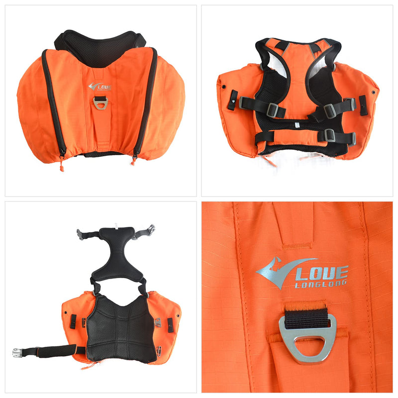 Dog Backpack for Hiking, Multifunctional Dog Day Pack Zippered Travel Dog Saddle Bag Outdoor Hiking Backpack with 2 Capacious Side Pockets for Small Medium Large Dogs Orange XS XS (chest 18-23 inch) - PawsPlanet Australia