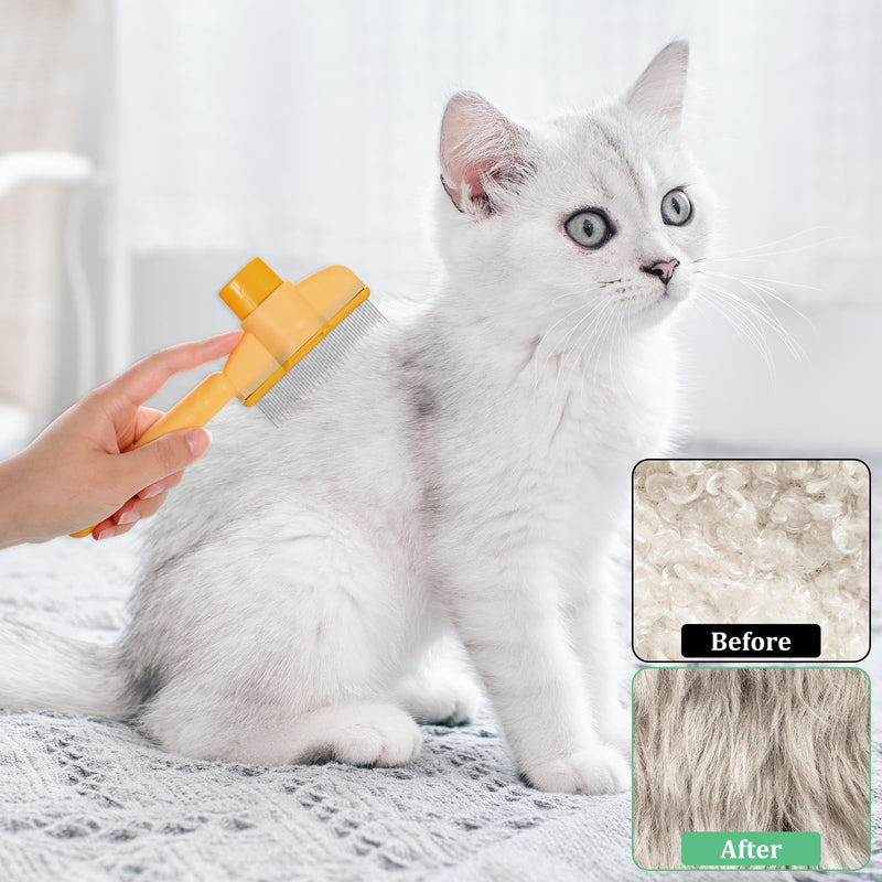 2 Pack Flea Comb for Cats Dogs Brush for Shedding with Release Button Fine Tooth Cat Combs for Grooming Pet Hair Removal Comb with Stainless Steel Teeth Self-Cleaning Pets Brush for Cat Dog Pet - PawsPlanet Australia
