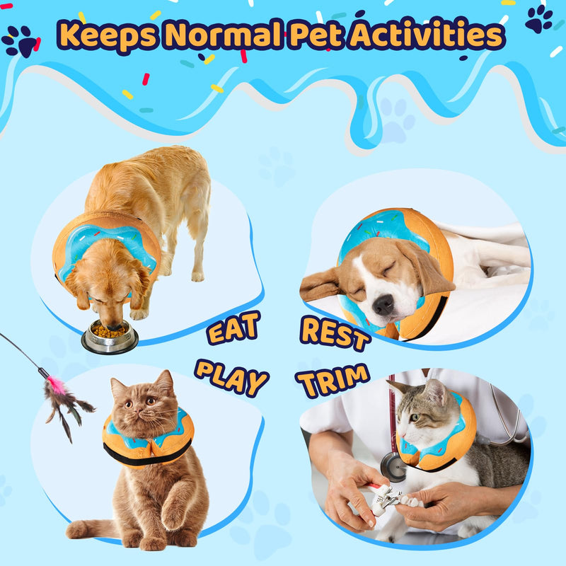 Grand Line Donut Inflatable Collar for Dogs and Cats, Soft Recovery Dog Cone After Surgery, Protective Pet Neck Cone for Small, Medium, Large Dogs, Not Block Vision (Blue, L) Blue Donut Large (Neck:12"-18") - PawsPlanet Australia