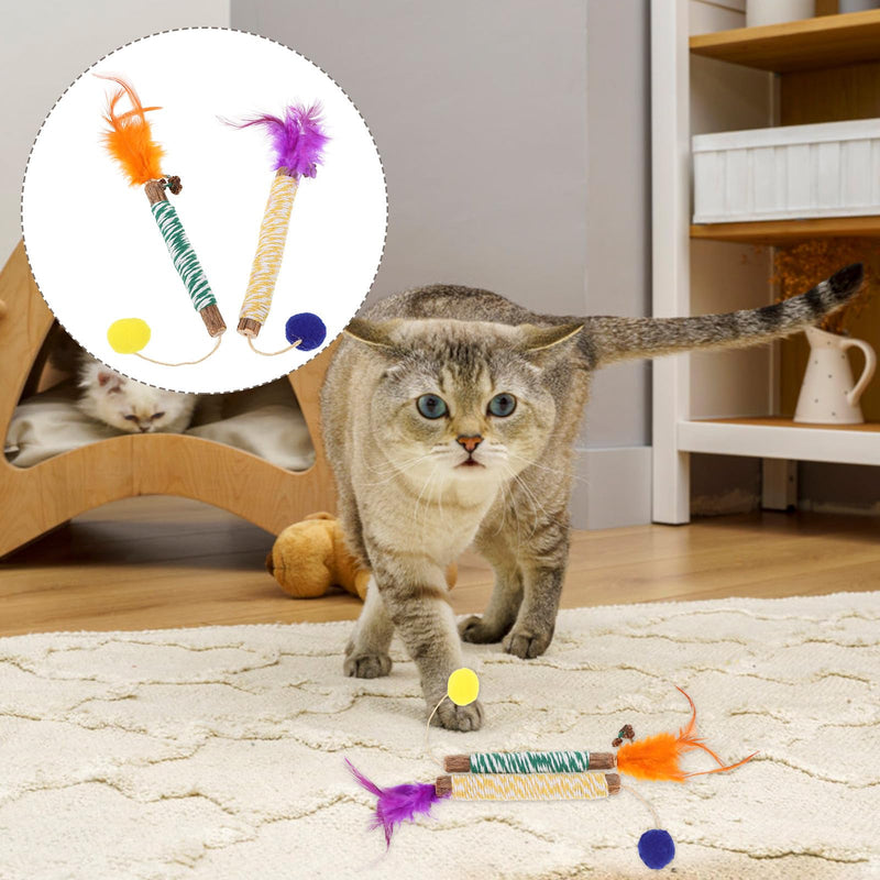 TOYANDONA 2-Piece Cat Chew Toy Made from Natural Silver Vine with Dental Care Function for Indoor Use, for Cat Entertainment and Healthy Chewing