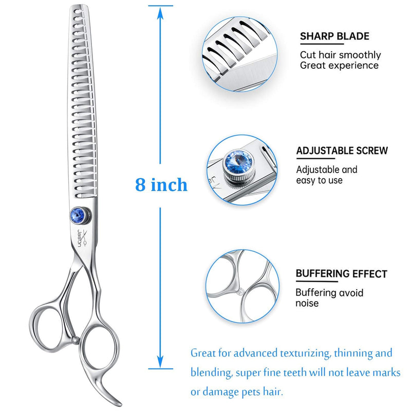 JASON 8" 26 Teeth Chunkers Shears for Dogs Ergonomic Dog Grooming Scissors Texturizing Blending Thinning Shears Pets Trimming Kit with Offset Handle Chunker 8.0"