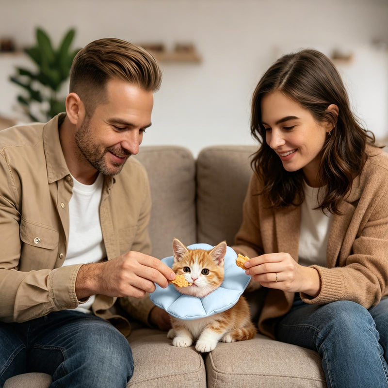 Cat Cone 'Adjustable Protective Collar | Waterproof, Soft Recovery Protection, Anti-Lick Injury Protection, Comfortable Safety Device for Kittens, Puppies, Dogs, Rabbits, Blue