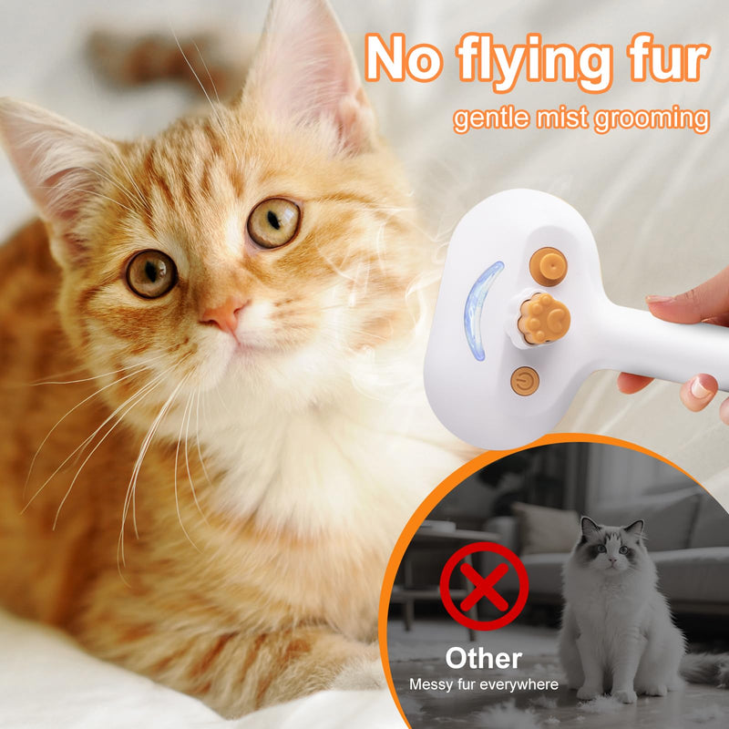 Pet Steam Brush for Dog & Cat – 3-in-1 Spray Hair Removal Comb – Steam for Shedding & Grooming – Water Brush for Long & Short Haired Pets – Spritz Defur Comb – Includes 2*Waterless Shampoo 7.7″-Empty Bottle - PawsPlanet Australia