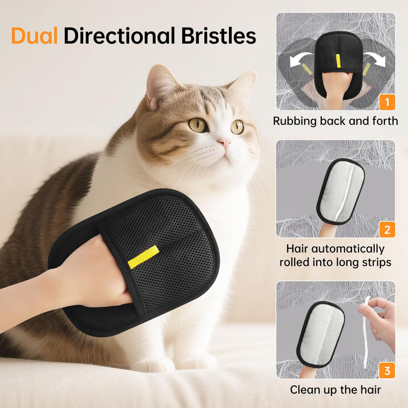 2 Pcs Static Pet Hair Removal Gloves Brush, Reusable Electrostatic Cat Dog Pet Hair Remover Grooming Glove Brush Tool - PawsPlanet Australia