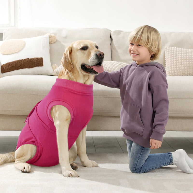 Kuoser Dog Surgery Suit Female Spay, Dog Recovery Suit Male Neuter, Dog Clothes Onesie for Surgery Anti Licking Abdominal Wounds Pet Puppy Surgical Recovery Bodysuit Shirt, Substitute E-Collar & Cone X-Large (Back:20.1-24.8'', Weight:42-75 LB) Rose - PawsPlanet Australia