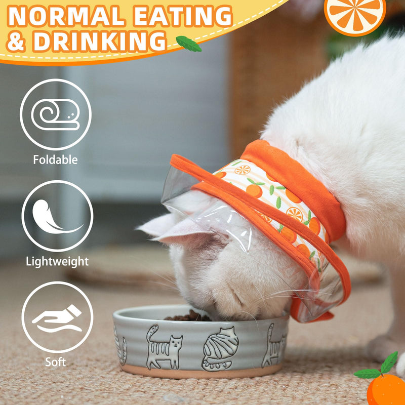 PUPTECK Cat Cone Collar Soft for Neck, Cat Recovery Collar to Stop Licking After Surgery, Adjustable Elizabethan Pet Collar for Small Medium Cats Kittens, Orange, S - PawsPlanet Australia