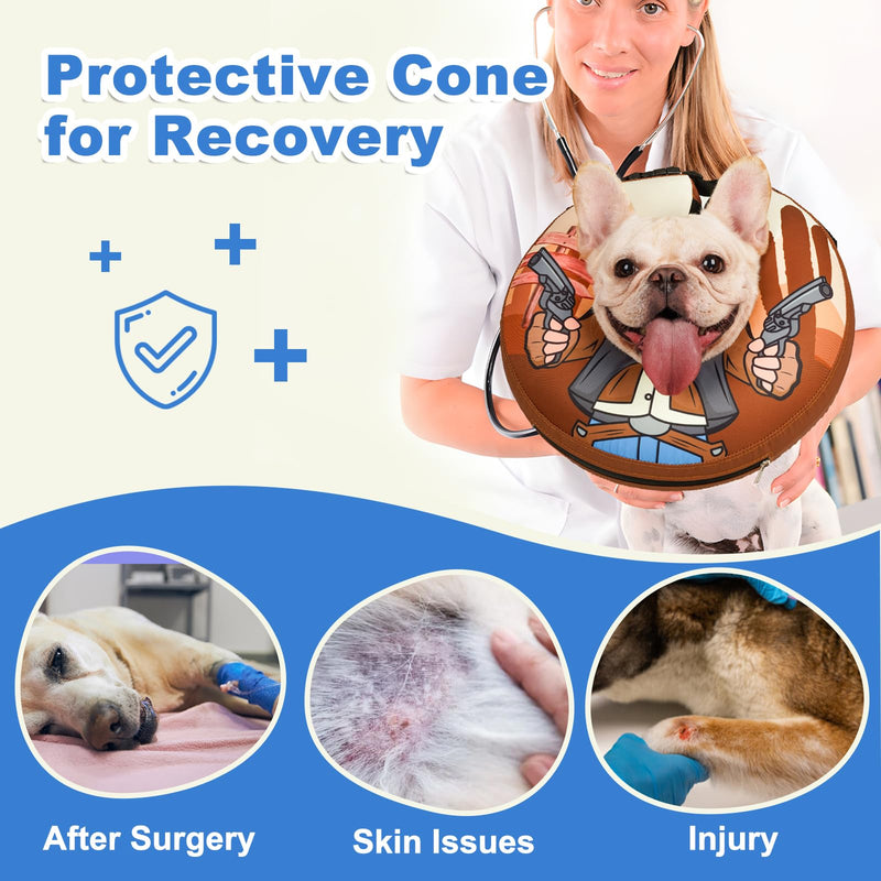 BARKLESS Soft Dog Donut Collar, Rottweiler Inflatable Alternative Cone Collar After Surgery to Stop Licking, Adjustable Protective Surgical Pillow Cone for Large Medium Small Dogs Brown XL (Neck: 18"-23") - PawsPlanet Australia