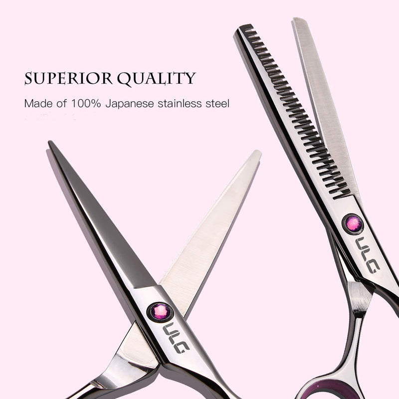 Hair Cutting Scissors Thinning Shears Kit ULG Professional Hairdressing Texturizing Salon Razor Edge Scissor Japanese Stainless Steel 6.5 inch Pink - PawsPlanet Australia