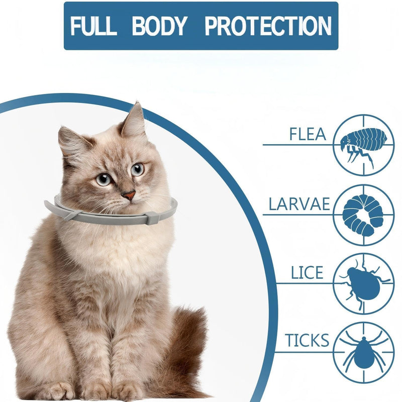 Flea and Tick Collar for Cats, 2 Pack Flea Collar for Cats, Offers 12 Months Protection, Waterproof, Adjustable, One Size Fits All Cat, Light Blue