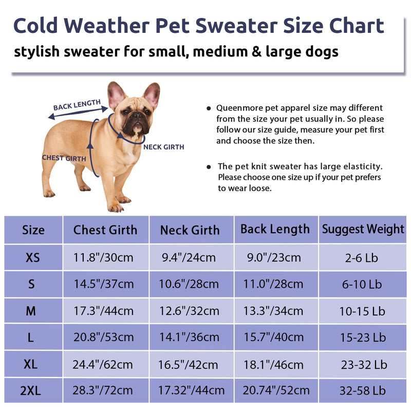 Queenmore Small Dog Pullover Sweater, Cold Weather Cable Knitwear, Classic Turtleneck Thick Warm Clothes for Chihuahua, Bulldog, Dachshund, Pug (Dark Navy, Medium) Dark Navy