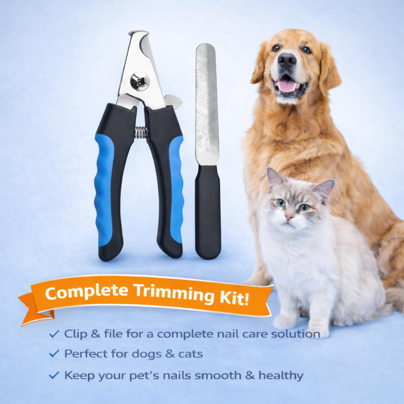Dog & Cat Nail Clippers & Trimmers - Extra Sharp Dog Clippers with Stainless Steel Blades & Safety Guard to Avoid Overcutting - Ergonomic Cat Nail Clippers with Non-Slip Grip & Lock Feature Blue - PawsPlanet Australia
