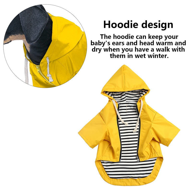 Dog Raincoat Puppy rain Jacket with Hood for Small Medium Breeds with Reflective Strap Storage Pocket Harness Hole Yellow Medium Medium(Chest: 19"-23")