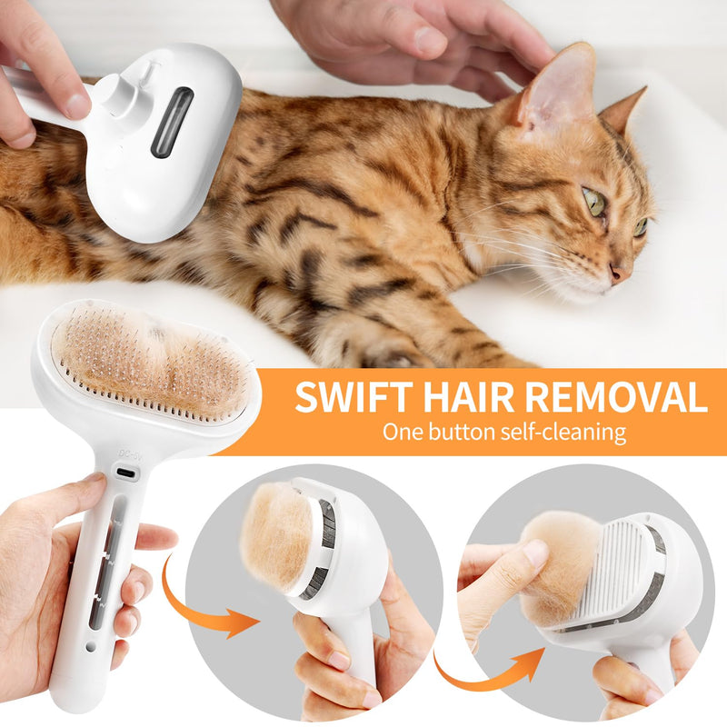 Spray Cat Brush for Shedding, Pet Grooming Brush Remove Static Flying Hair, Self Cleaning Pet Brush with Release Button for Long and Short Dogs Cats Rabbit Massage - Green - PawsPlanet Australia