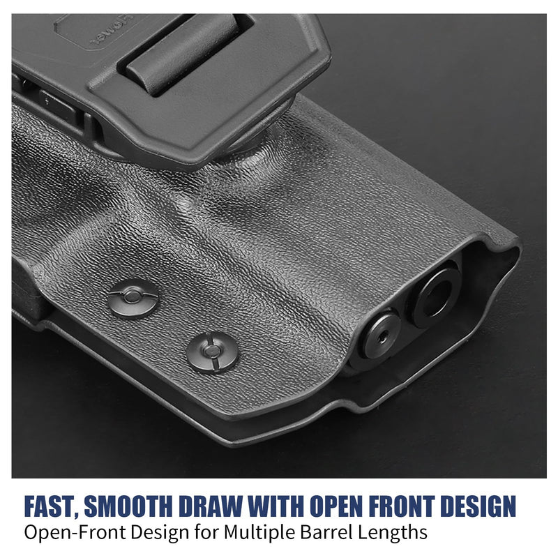 OWB Kydex Holster for Glock 19/19X/26/44/45 & Compatible G23/G32 Gen3-4, Fits MOS Models, Optic-Ready Open-Muzzle Design, Right Hand Outside Waistband Carry, Adjustable Retention & 1.5–2.25'' Belt Fit