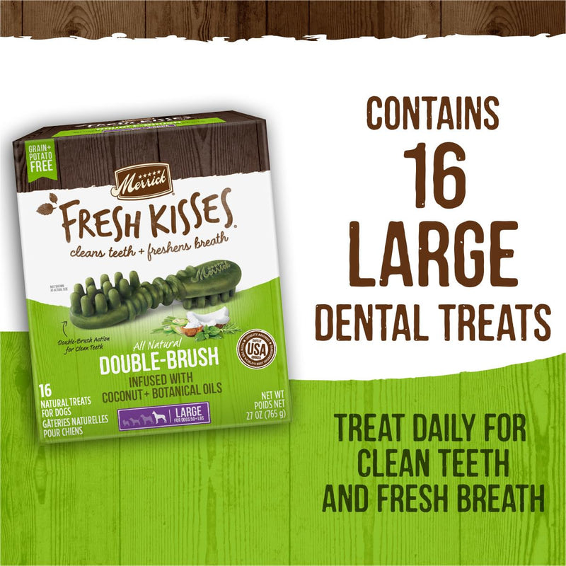Merrick Fresh Kisses Dental Chews for Dogs Infused with Coconut and Botanical Oils, Large Dog Chews for Dogs Over 50 lbs., 27 oz. Box 50 Pound (Pack of 1) - PawsPlanet Australia