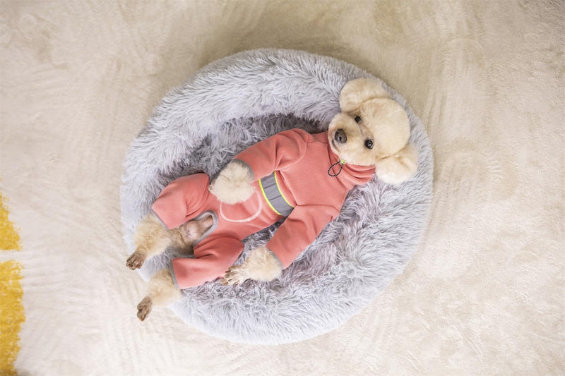 Dog Winter Warm Coats 4-Legs Fleece for Small Medium Large Dogs,High Collar Dog Cold Weather Coat Full Body,Dog Snowsuit Comfort Windproof with Reflective Zipper Leash Hole_2XL(Pink) 2XL-Back Length:15.5" Pink