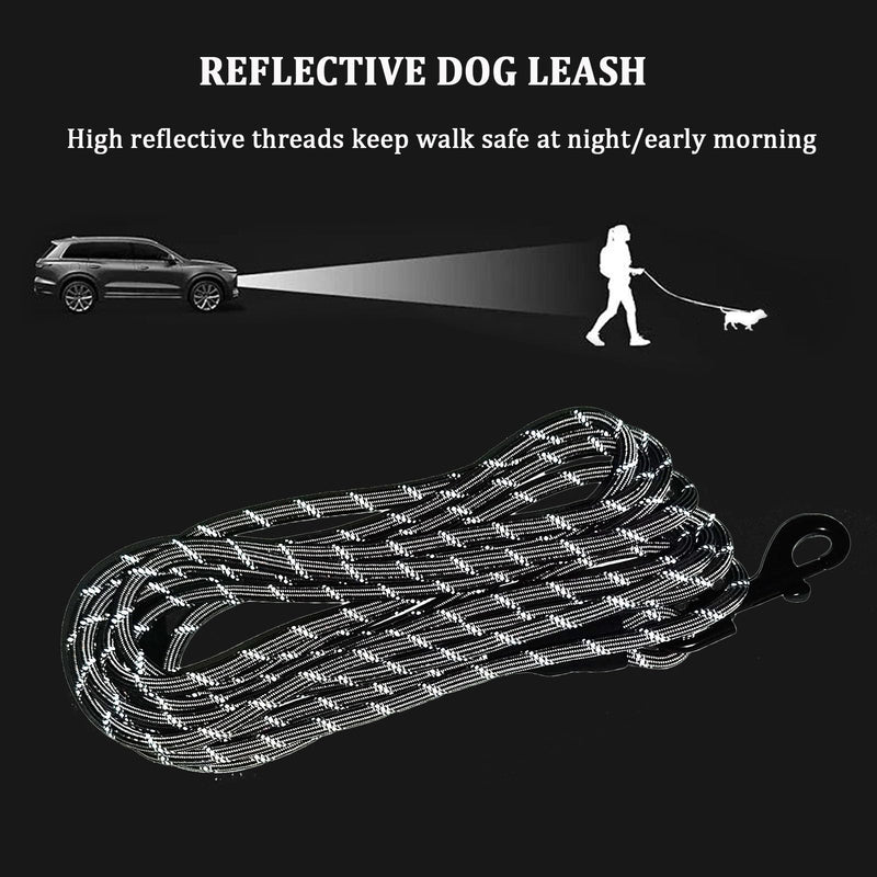 WYuZe 1/5" Small Dog Leash Rope, 6/10/15 FT Lightweight Sturdy Thin Cat Leash for Puppy Weight Under 15lb Outdoor Walking Training (1/5" x 15 FT, Black) 1/5" x 15 FT - PawsPlanet Australia