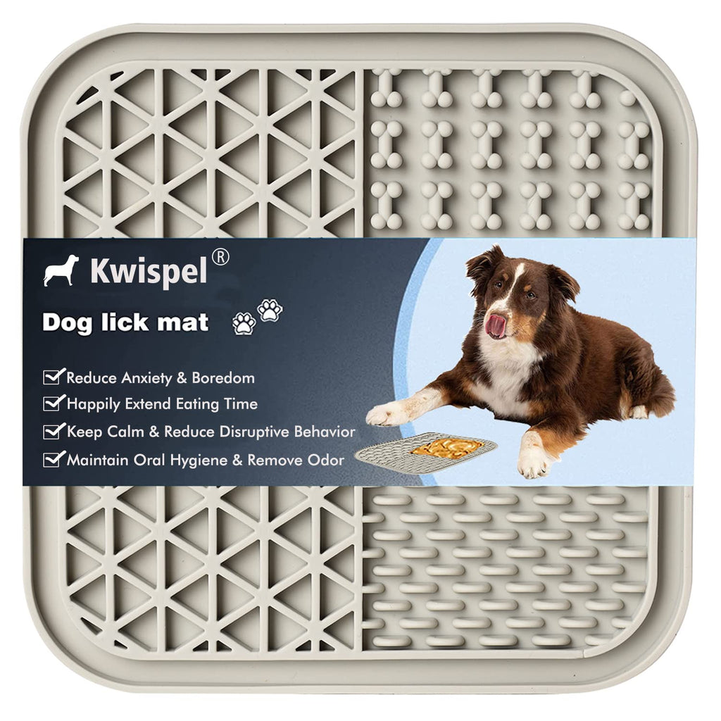 Lick Mat for Dogs, Dog Lick Mat with Suction Cups for Anxiety, Peanut Butter Dog Licking Mat Slow Feeder Dispensing Treater Lick Pad for Dogs Cats Grooming Bathing and Training (Grey) Small Grey