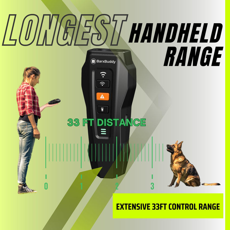 BarxBuddy 2nd Gen Dog Bark Deterrent Devices | Long Range Ultrasonic | Bark Collar Alternative | Dog Training Indoor/Outdoor | Rechargeable Anti Bark Device for Dogs (Black) Black - PawsPlanet Australia