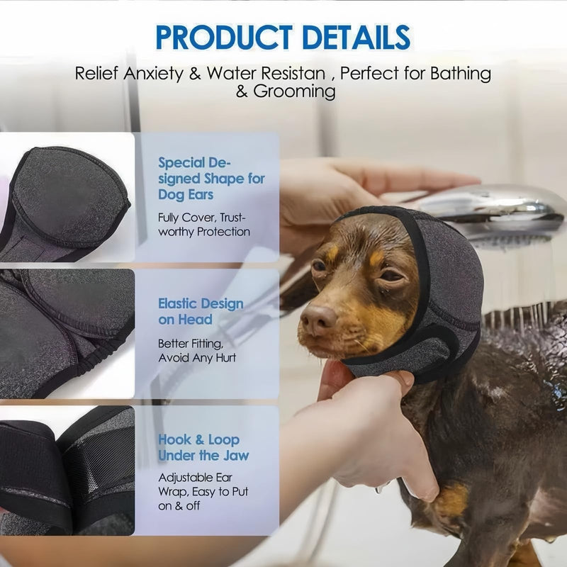 Dog Ear Defenders, Dog Calming & Anxiety Relief Ear Protectors, Waterproof Do/g E/ar Muffs for Anxiety Relief, Adjustable Noise Reducing for Do/gs, Waterproof E/ar Covers for Shower and Swimming(M)